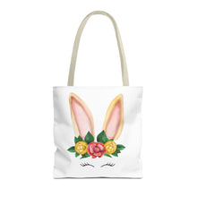 Load image into Gallery viewer, Cute Bunny Floral Tote Bag, Spring Bag, Easter Gift, Animal Lover Tote, Eco-Friendly Shopping Bag, Flower Design, Cute Accessories