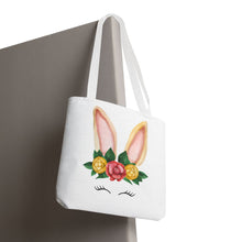 Load image into Gallery viewer, Cute Bunny Floral Tote Bag, Spring Bag, Easter Gift, Animal Lover Tote, Eco-Friendly Shopping Bag, Flower Design, Cute Accessories