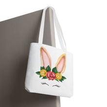 Load image into Gallery viewer, Cute Bunny Floral Tote Bag, Spring Bag, Easter Gift, Animal Lover Tote, Eco-Friendly Shopping Bag, Flower Design, Cute Accessories
