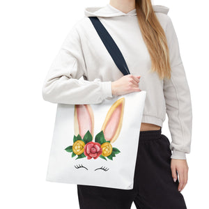 Cute Bunny Floral Tote Bag, Spring Bag, Easter Gift, Animal Lover Tote, Eco-Friendly Shopping Bag, Flower Design, Cute Accessories