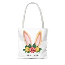Load image into Gallery viewer, Cute Bunny Floral Tote Bag, Spring Bag, Easter Gift, Animal Lover Tote, Eco-Friendly Shopping Bag, Flower Design, Cute Accessories
