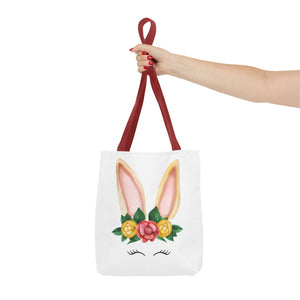 Cute Bunny Floral Tote Bag, Spring Bag, Easter Gift, Animal Lover Tote, Eco-Friendly Shopping Bag, Flower Design, Cute Accessories