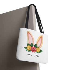 Cute Bunny Floral Tote Bag, Spring Bag, Easter Gift, Animal Lover Tote, Eco-Friendly Shopping Bag, Flower Design, Cute Accessories