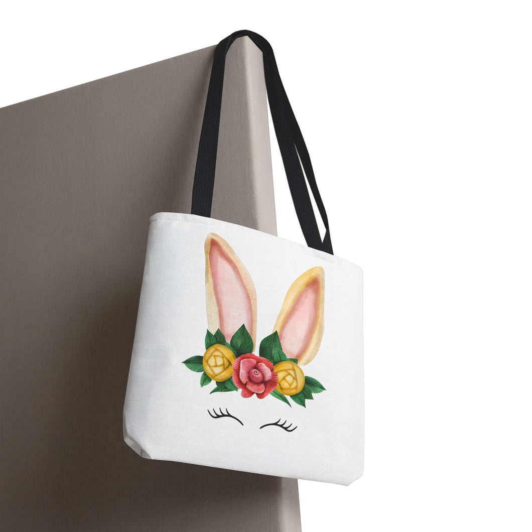 Cute Bunny Floral Tote Bag, Spring Bag, Easter Gift, Animal Lover Tote, Eco-Friendly Shopping Bag, Flower Design, Cute Accessories