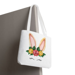Cute Bunny Floral Tote Bag, Spring Bag, Easter Gift, Animal Lover Tote, Eco-Friendly Shopping Bag, Flower Design, Cute Accessories