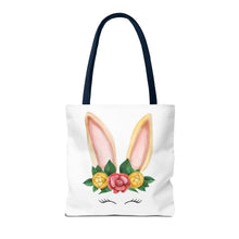 Load image into Gallery viewer, Cute Bunny Floral Tote Bag, Spring Bag, Easter Gift, Animal Lover Tote, Eco-Friendly Shopping Bag, Flower Design, Cute Accessories
