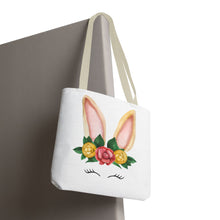 Load image into Gallery viewer, Cute Bunny Floral Tote Bag, Spring Bag, Easter Gift, Animal Lover Tote, Eco-Friendly Shopping Bag, Flower Design, Cute Accessories
