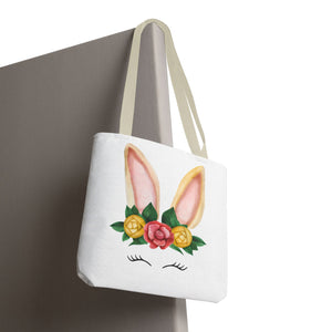 Cute Bunny Floral Tote Bag, Spring Bag, Easter Gift, Animal Lover Tote, Eco-Friendly Shopping Bag, Flower Design, Cute Accessories