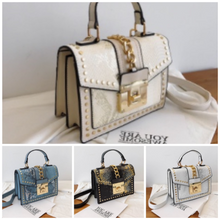 Load image into Gallery viewer, Black Gold Link Purse
